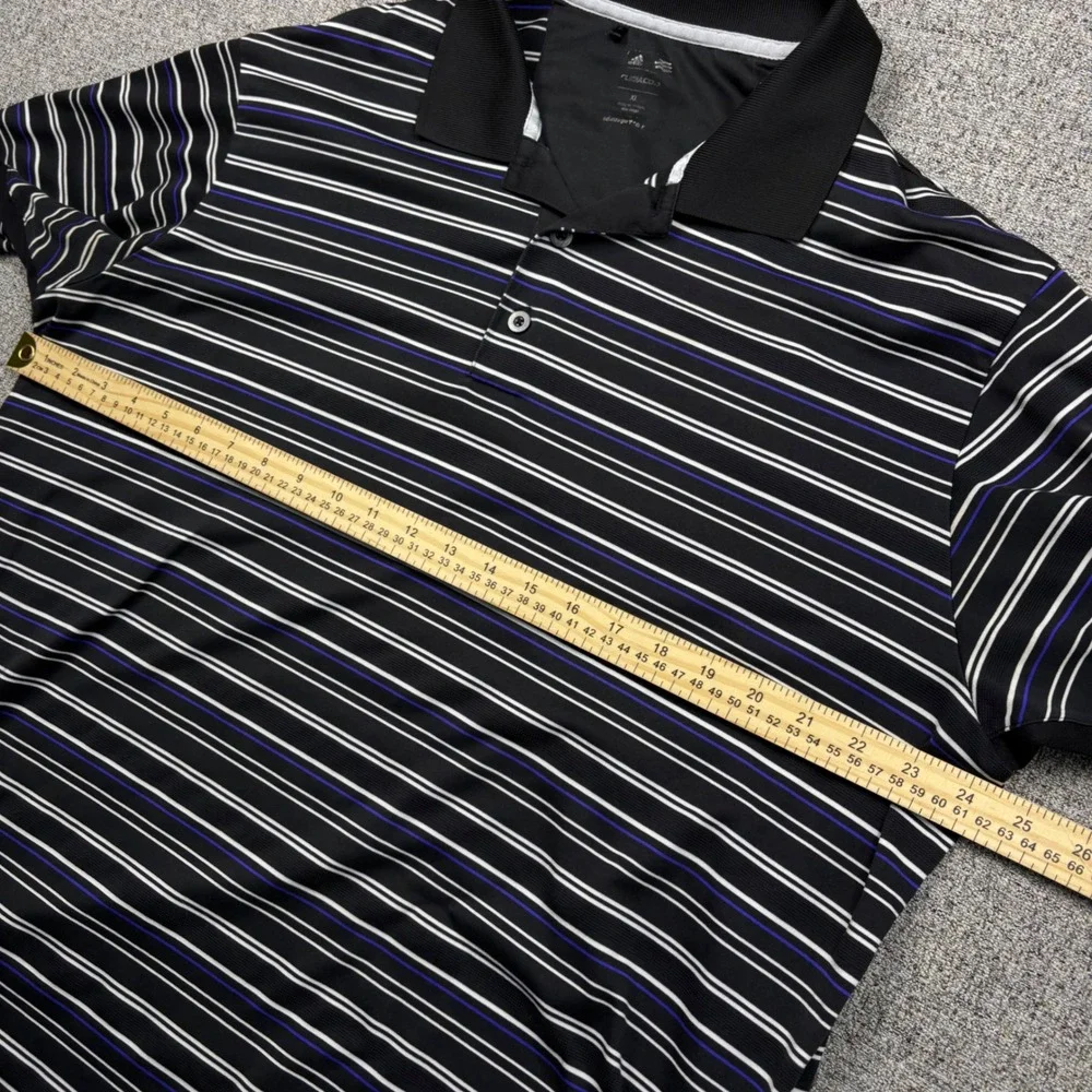 Adidas Golf ClimaCool‎ Mens XL Black Striped Short Sleeve Polo Shirt X22480